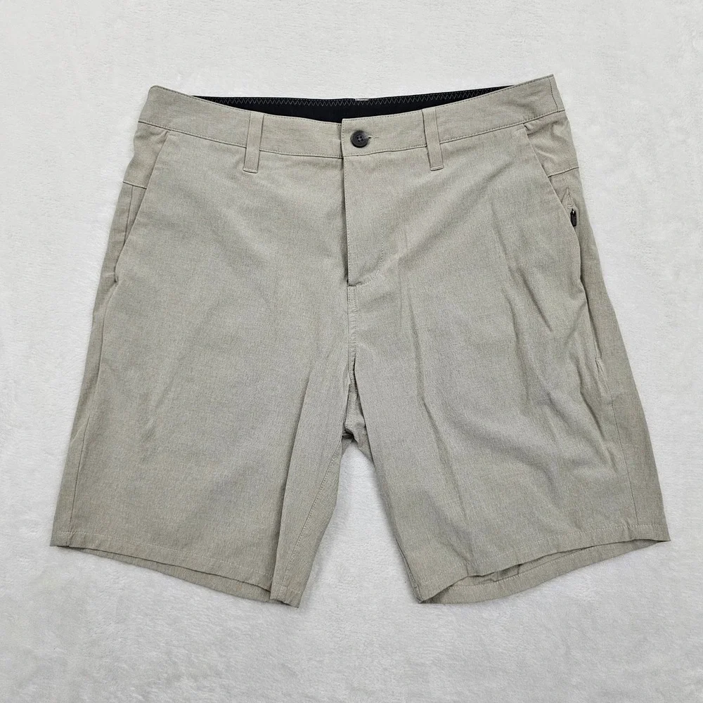 Vuori Hybrid Shorts Mens 32 Khaki Tan Aim Stretch Boardshorts Chino Surf Outdoor